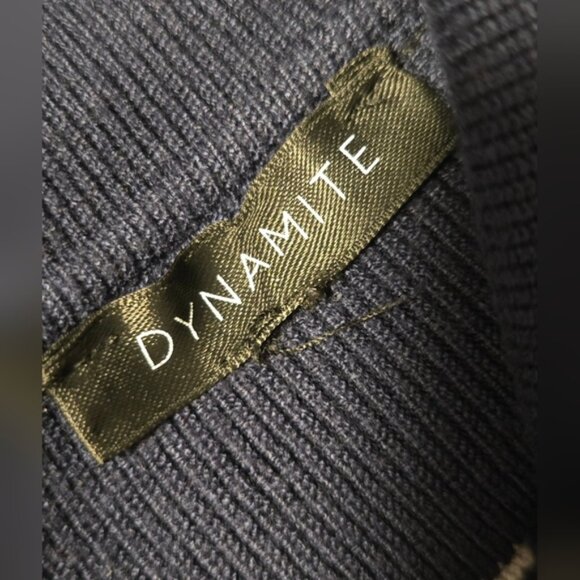 Dynamite Navy and White Striped Cropped V-Neck Sweater - Picture 9 of 9